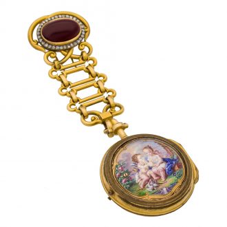 Swiss gold and enamel ladies' chatelaine watch Circa 1790