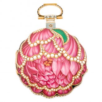Large Swiss gold, enamel and pearl set clockwatch Circa 1820 Large Swiss gold, enamel and pearl set clockwatch Circa 1820