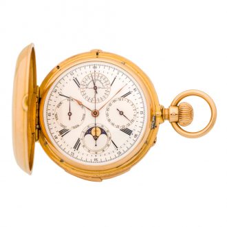Fine French 18 carat gold complicated chronograph Circa 1890