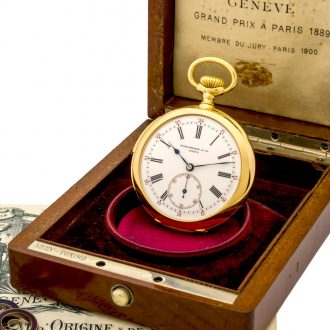 Swiss 18K gold quarter repeating lever pocket watch Circa 1910 Swiss 18K gold quarter repeating lever pocket watch Circa 1910