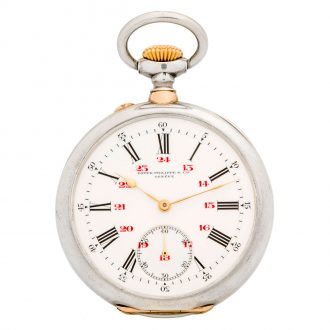 Rare Swiss sterling silver watch with rose gold details Circa 1910