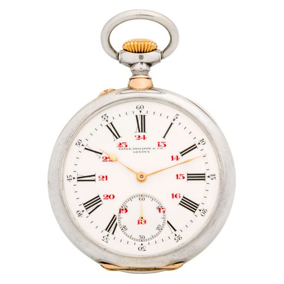 Rare Swiss sterling silver watch with rose gold details Circa 1910