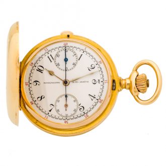 Swiss gold hunting cased keyless chronograph Circa 1904