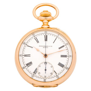 Swiss 18K gold rose gold open faced chronograph Circa 1901