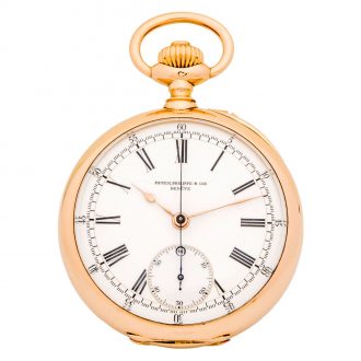 Swiss 18K gold rose gold open faced chronograph Circa 1901