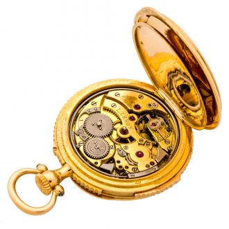 Unusual French 18K gold minute repeating ladies' watch Circa 1900