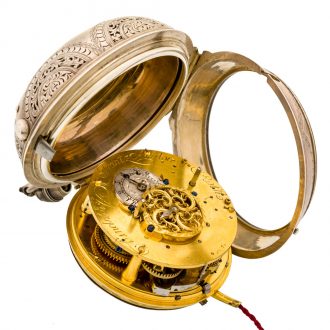 German silver half hour and hour striking coach watch Circa 1740