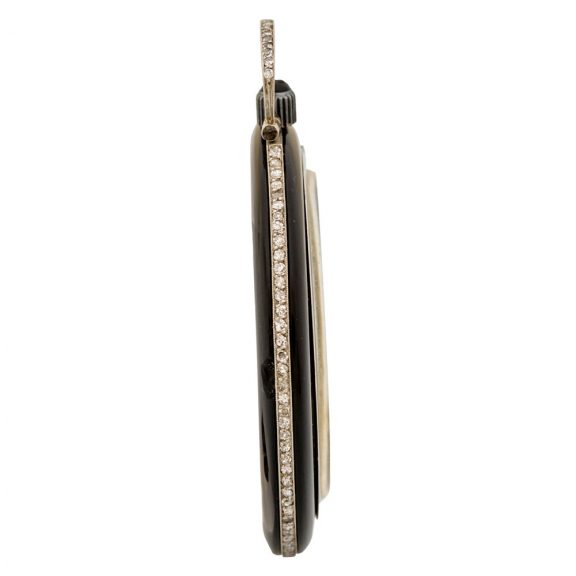 Swiss onyx, platinum and diamond set Art Deco watch Circa 1920 Swiss onyx, platinum and diamond set Art Deco watch Circa 1920