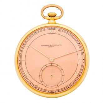 Swiss 18 carat rose gold open faced keyless watch Circa 1950