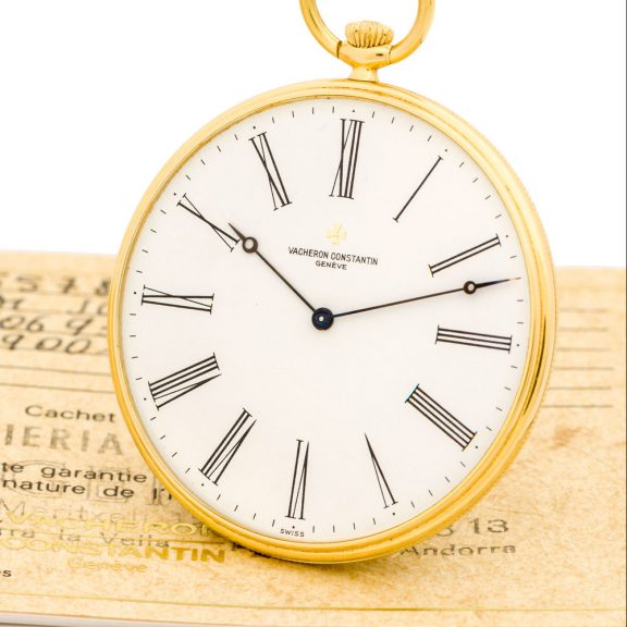Slim Swiss 18 carat gold open faced lever watch Circa 1992 Slim Swiss 18 carat gold open faced lever watch Circa 1992