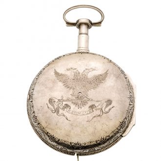 Swiss repeating four train coach watch with date and alarm Circa 1780