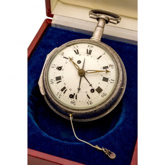 Swiss repeating four train coach watch with date and alarm Circa 1780