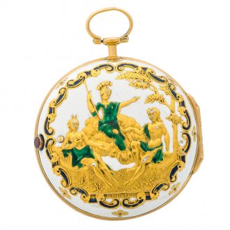 Very fine French gold and enamel open faced verge watch Circa 1740