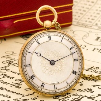 Thin French 20 carat gold open faced cylinder watch Circa 1828