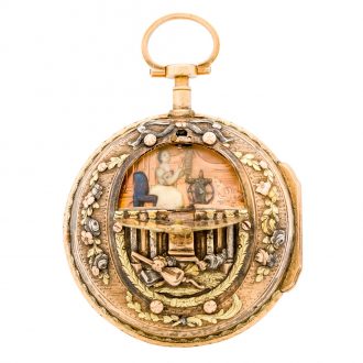 Early French three colour gold automaton watch Circa 1770