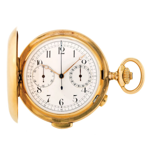 Swiss 18K gold repeating keyless chronograph Circa 1910 Swiss 18K gold repeating keyless chronograph Circa 1910