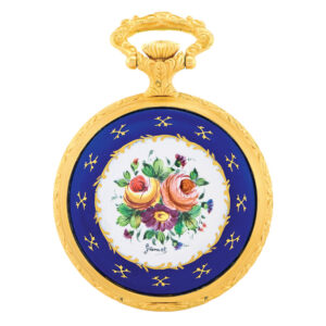Swiss gilded and enamel open faced lever watch Circa 1970