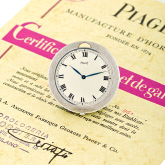 Elegant Swiss 18K white gold keyless pendant watch Circa 1968