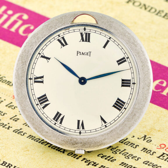 Elegant Swiss 18K white gold keyless pendant watch Circa 1968
