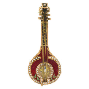 Swiss 18K gold, enamel and pearl set from watch Circa 1810