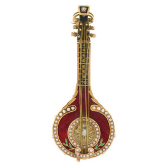 Swiss 18K gold, enamel and pearl set from watch Circa 1810
