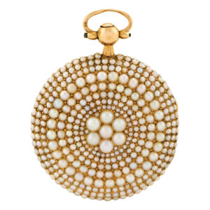 Swiss 18 carat gold and pearl set verge watch Circa 1830