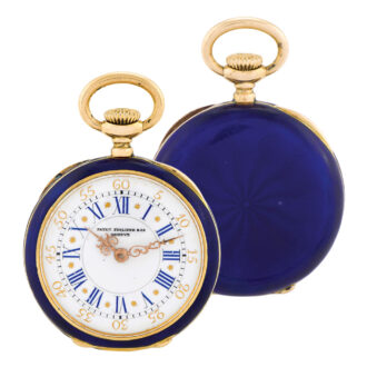 Elegant Swiss gold and enamel ladies' pendant watch Circa 1895