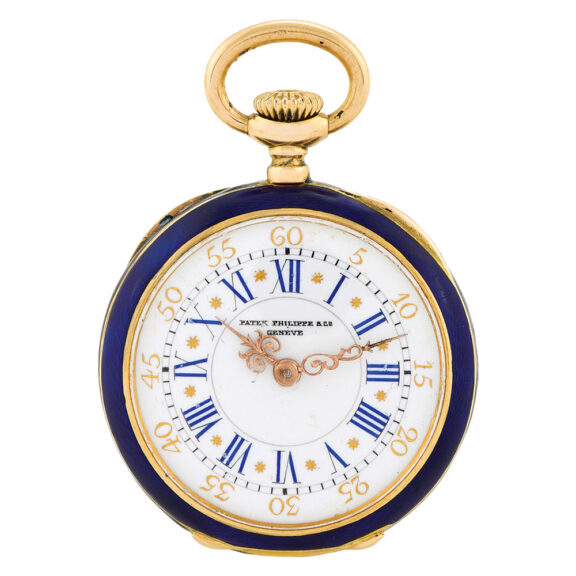 Elegant Swiss gold and enamel ladies' pendant watch Circa 1895