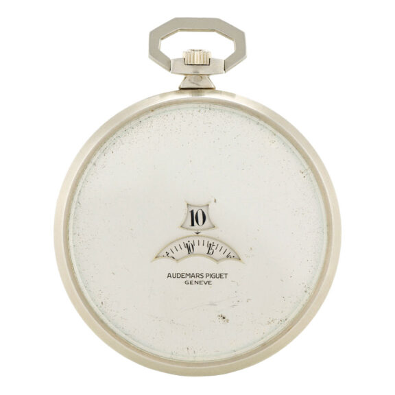 Swiss white gold watch with jump hours and minutes Circa 1930