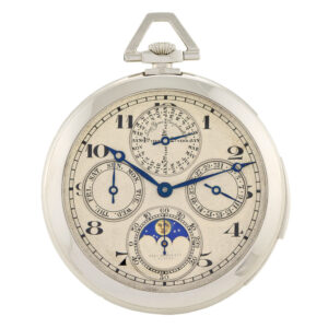 Rare Swiss complicated platinum keyless lever watch Circa 1920