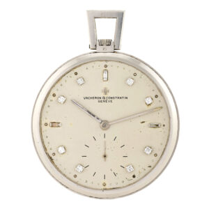 Elegant Swiss platinum keyless lever pocket watch Circa 1945