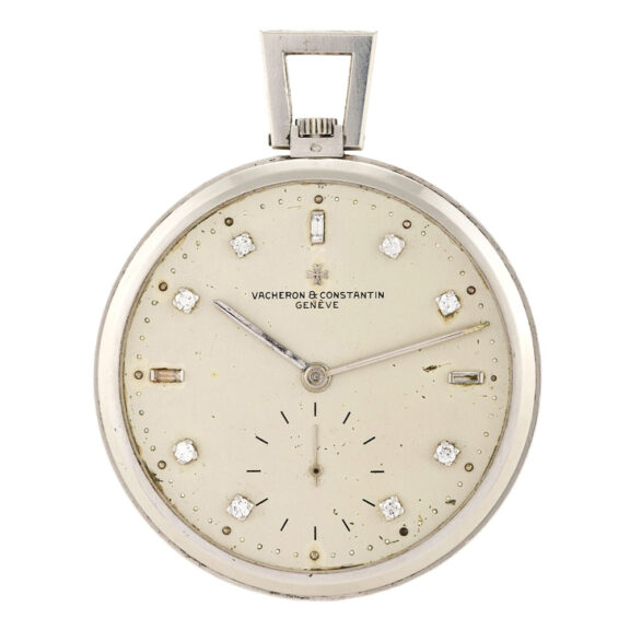 Elegant Swiss platinum keyless lever pocket watch Circa 1945 Elegant Swiss platinum keyless lever pocket watch Circa 1945