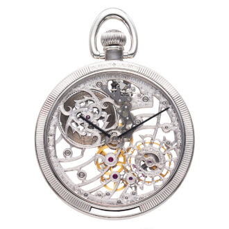 Elegant Swiss platinum skeletonized keyless watch Circa 1980