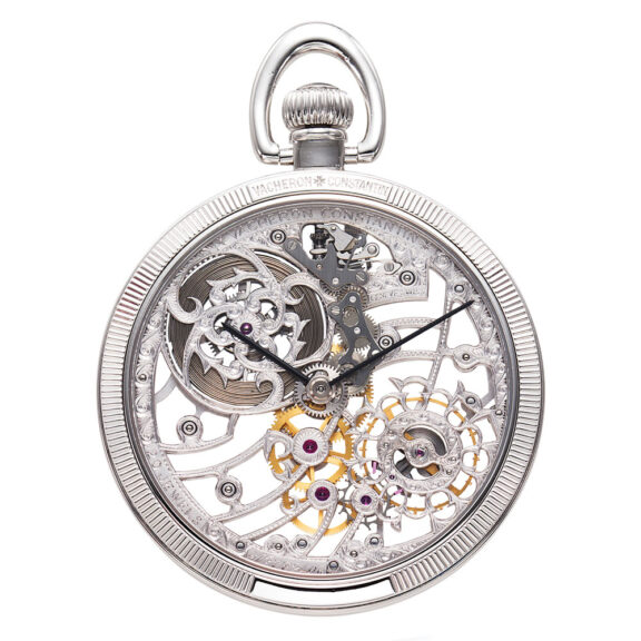 Elegant Swiss platinum skeletonized keyless watch Circa 1980