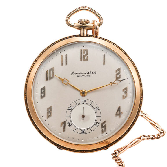Swiss 14 carat gold open faced keyless Art Deco watch Circa 1925