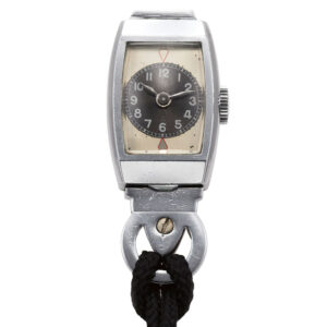 Swiss steel and enamel lapel watch with brooch Circa 1925