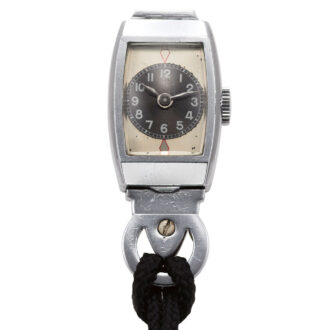 Swiss steel and enamel lapel watch with brooch Circa 1925
