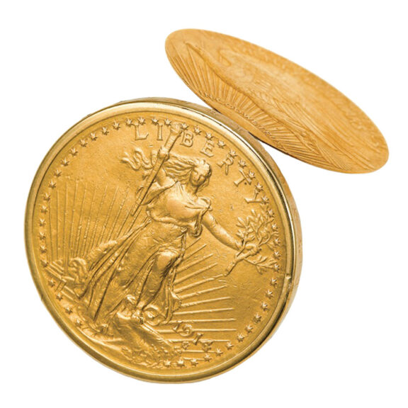 Swiss 18 carat gold U.S. twenty dollar coin watch Circa 1930 Swiss 18 carat gold U.S. twenty dollar coin watch Circa 1930
