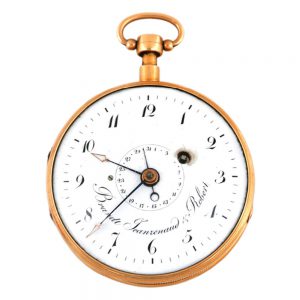 Swiss gold verge watch with date and repetition Circa 1800