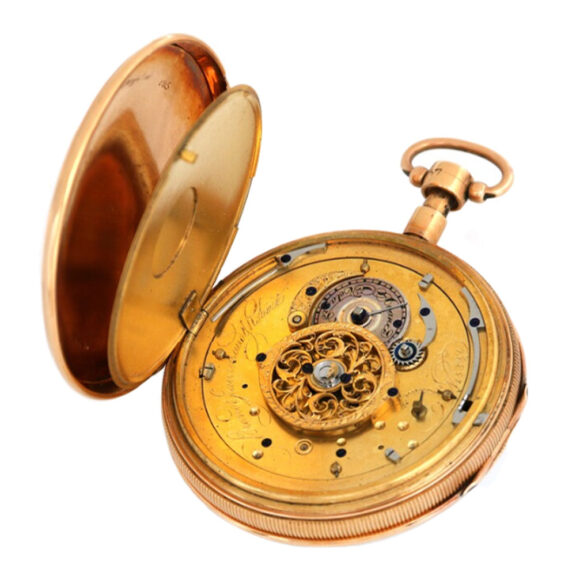 Swiss gold verge watch with date and repetition Circa 1800 Swiss gold verge watch with date and repetition Circa 1800