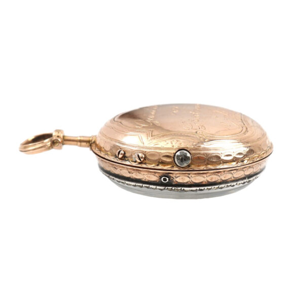 French gold open faced decorated lady's lever Circa 1900 French gold open faced decorated lady's lever Circa 1900
