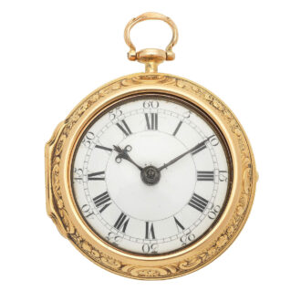 English gold key wind verge with repousse decoration Circa 1744