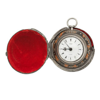 English quadruple silver and horn cased key wind verge Circa 1849