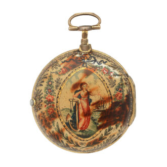 English quadruple silver and horn cased key wind verge Circa 1849