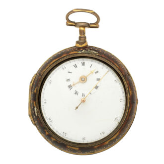 English quadruple silver and horn cased key wind verge Circa 1849