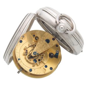 An Engish silver key wind chronometer pocket watch Circa 1887