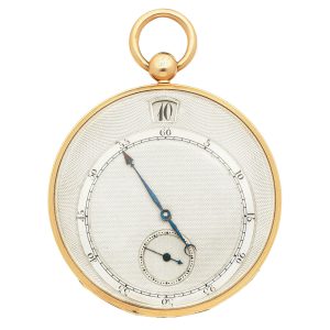 Swiss gold cylinder with eccentric jump hour dial Circa 1825