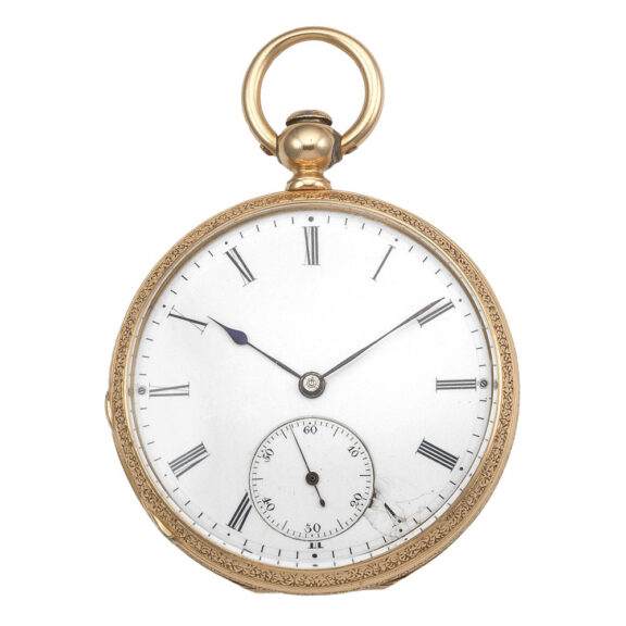 A Swiss 18 carat gold key wind lever pocket watch Circa 1830