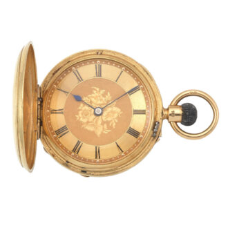 An English gold keyless wind full hunter pocket watch Circa 1881