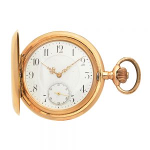 A German gold keyless wind full hunter pocket watch Circa 1900